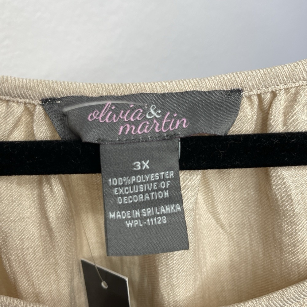 NWT Olivia & Martin Boho Embroidered Peasant Blouse Ballon Sleeves‎ Size 3X - Picture 8 of 11